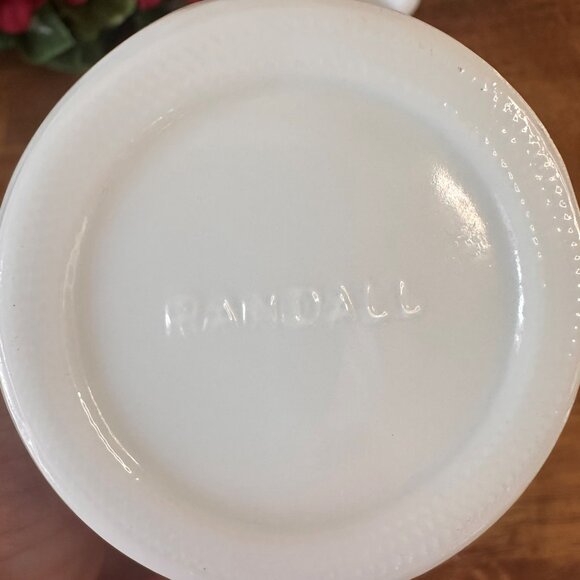 Pair of Randall Milk Glass Vases Ringed Base Midcentury Modern White Decor - Picture 7 of 7